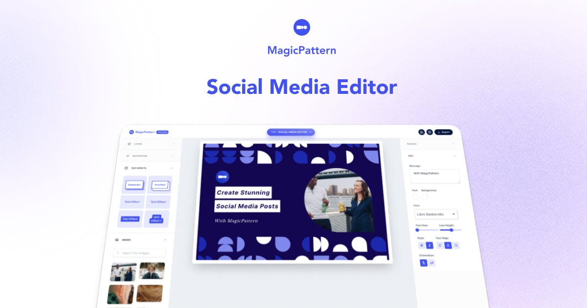 Social Media Post Editor – By the MagicPattern design toolbox